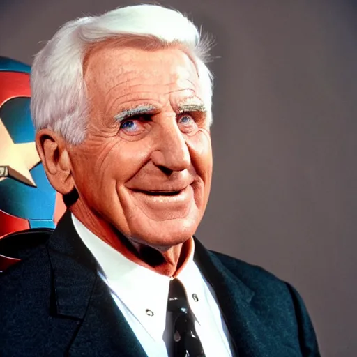 Prompt: Leslie Nielsen as captain america