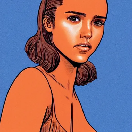 Image similar to “ jessica alba retro minimalist portrait by jean giraud, moebius starwatcher comic, 8 k ”