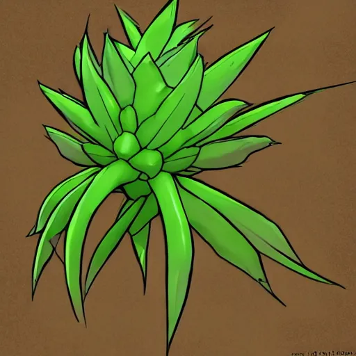 Image similar to a pokemon that looks like pigweed, a pigweed with a bromeliad pattern, digital art. trending on art station, unreal engine.