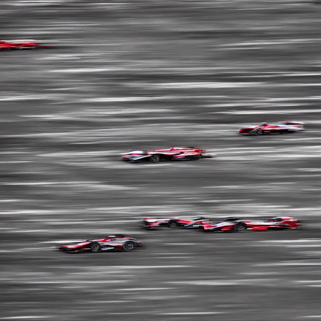 Image similar to racing cars in long exposure photographed by andreas gursky, sony a 7 r 3, f 1 1, ultra detailed,