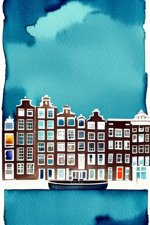 Image similar to minimalist watercolor art of amsterdam, illustration, vector art