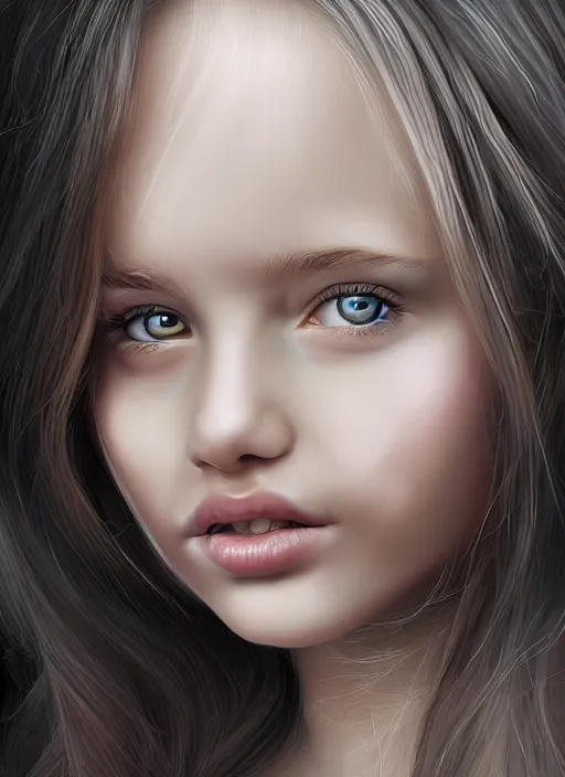 Image similar to a higly detailed digital art portrait of a cute, playful young woman by mel milton