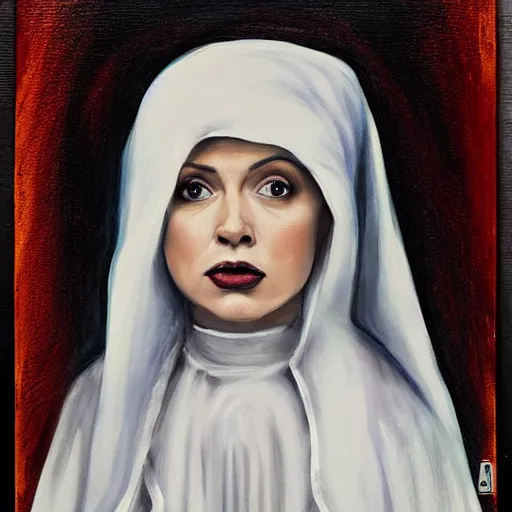 Image similar to karen gillian as a nun, painted by Edward Poyner