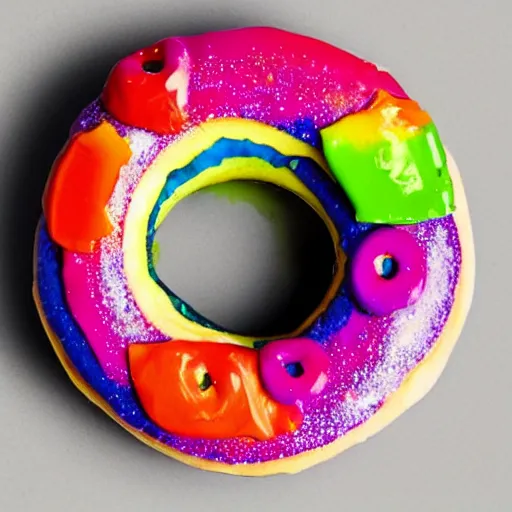 Prompt: a colourful donut