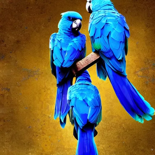 Image similar to blue parrots emerging from fluids mixing, atmospheric liquids, ornate intricate, hyper realistic, 16k, post processing, saturated blue colors, nature background