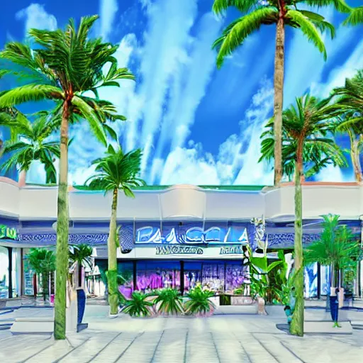 Image similar to vaporwave mall with palms