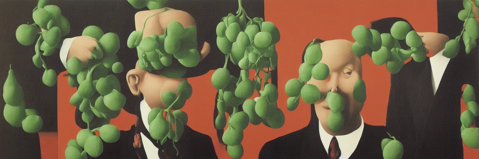 Image similar to mendels peas painting magritte