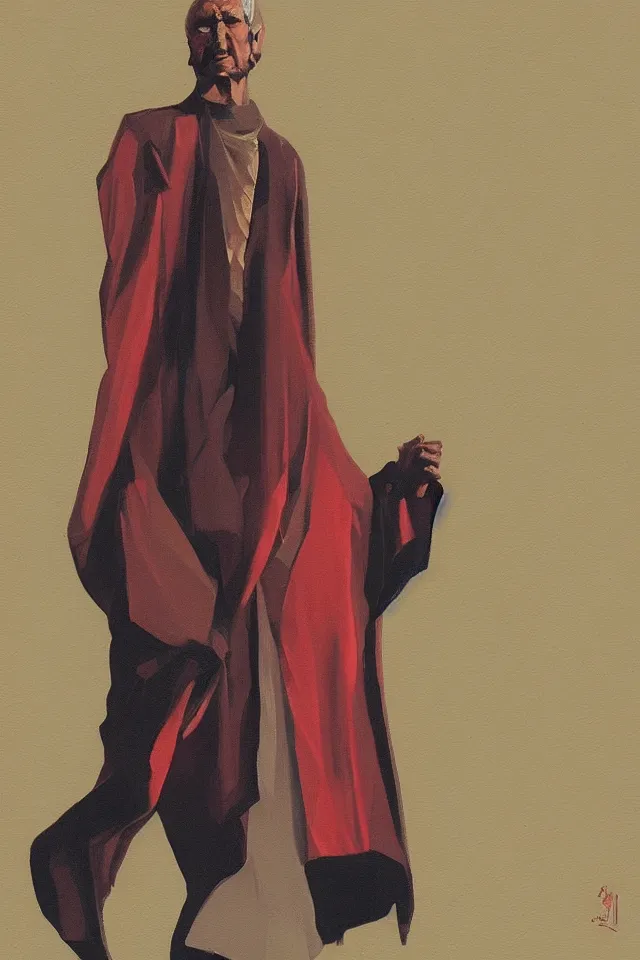 Image similar to sfumato renaissance oil painting of a modern shaman, modern minimal isei miyake outfit, in the style of syd mead, jeremy cowart, concept art