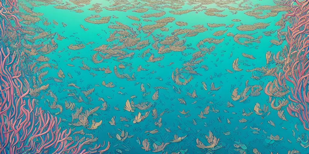 Prompt: great barrier reef by bellibi by botticelli victo ngai, kilian eng vibrant colours elegant, highly detailed, ray tracing, digital painting, artstation, concept art, smooth, sharp focus, illustration