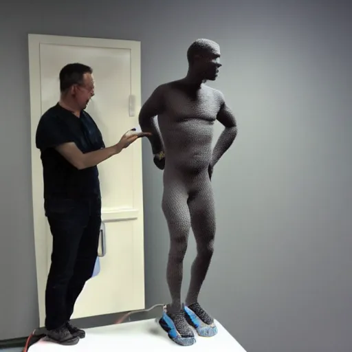 Image similar to a 3 d printer 3 d printing a human statue