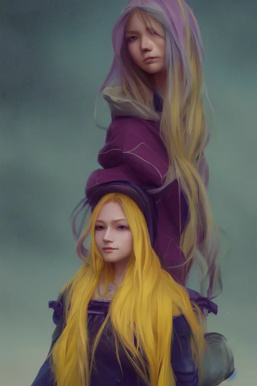 Prompt: girl wizard with long yellow hair wearing a dress, video game character art, by artgerm, by jeremy lipking, by makoto shinkai, digital art, fantasy art, octane render, portrait drawing, beautiful girl