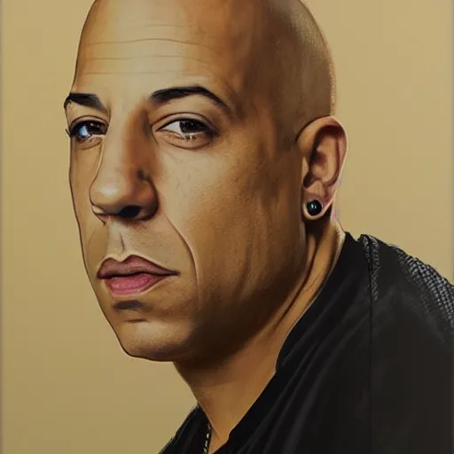 Prompt: highly detailed portrait of queen vin diesel.