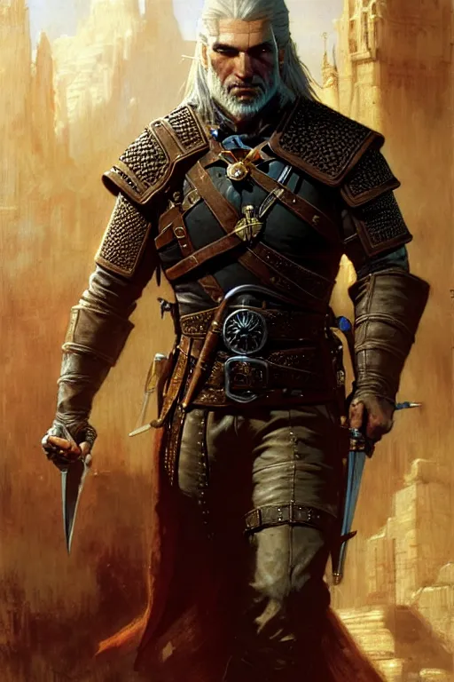 Image similar to geralt of rivia, painting by gaston bussiere, craig mullins, greg rutkowski, yoji shinkawa