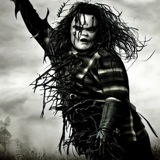 Image similar to jack black as edward scissorhands, hd, horror, black and white