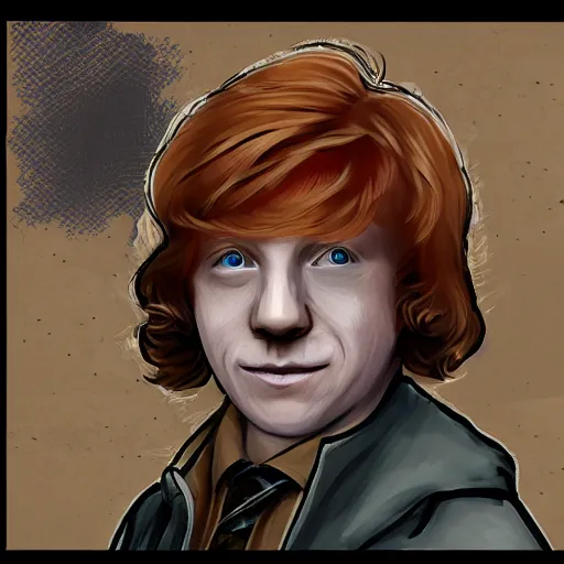 Prompt: ron weasley in the style of disco elysium