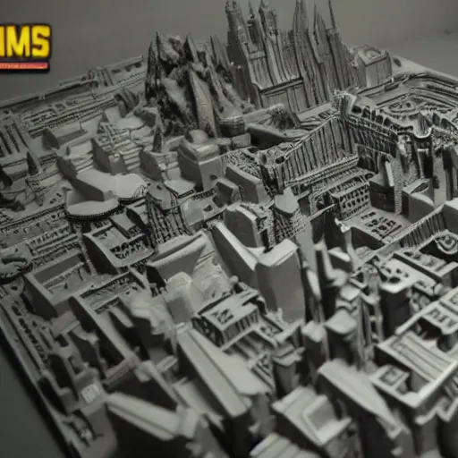 Image similar to 3 d printed skylines, skyrim gameplay