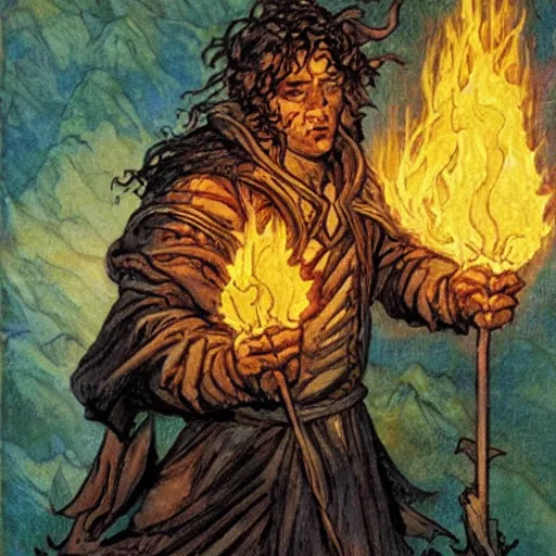 Prompt: magic the gathering koth bringer of fire - art by rebecca guay