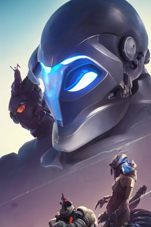 Image similar to epic mask helmet robot ninja portrait stylized as fornite style game design fanart by concept artist gervasio canda, behance hd by jesper ejsing, by rhads, makoto shinkai and lois van baarle, ilya kuvshinov, rossdraws global illumination radiating a glowing aura global illumination ray tracing hdr render in unreal engine 5