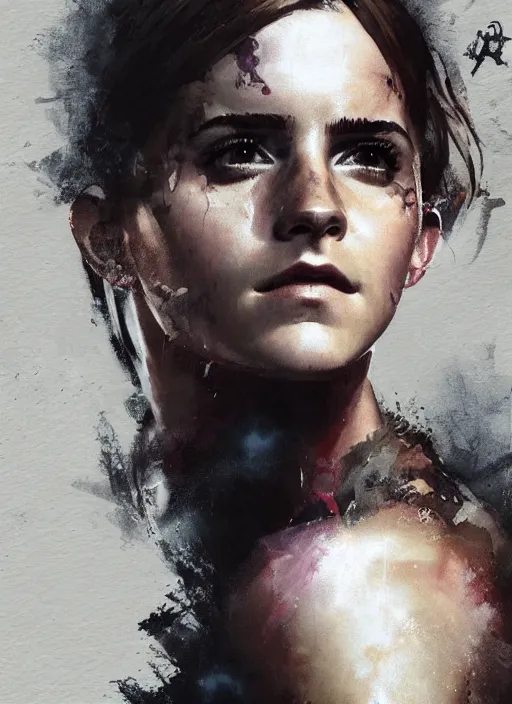 Prompt: emma watson wearing metal gear armor dramatic lighting art by Richard Schmid by Yoji Shinkawa by greg rutkowski by Sandra Chevrier by Jeremy Lipking