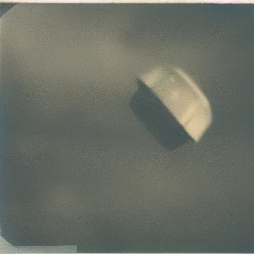 Image similar to an unidentifiable flying object flying through the sky, blurry photo, old polaroid, expired film, historical photo,