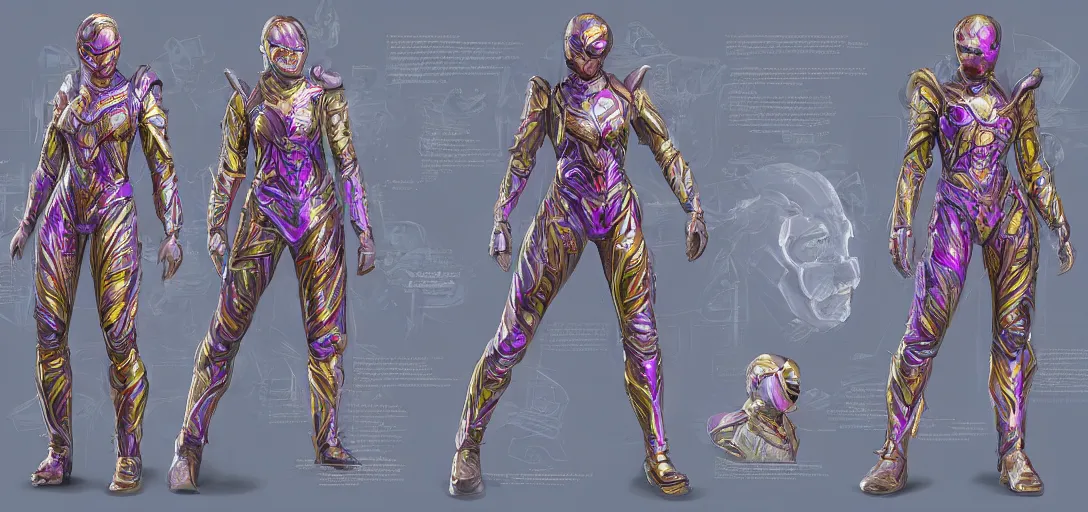 Image similar to character sheet concept art of summer glau as a special forces superhero wearing opalescent diaphanous robes with intricate gold inlay, colorful ferrofluid armor, realistic, hyperrealistic, photographic, costume, wlop, dan mumford, greg rutkowski, high detail, octane render, alexander mcqueen, james gurney, photo, 8 k