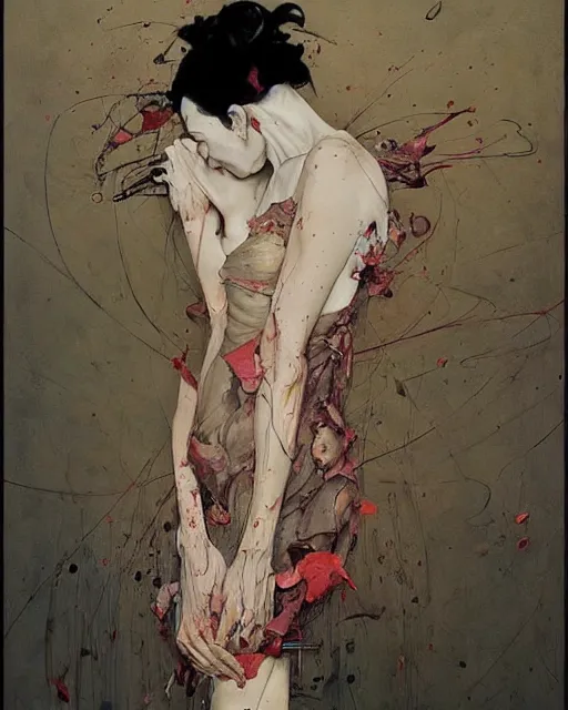 Image similar to there is ugliness in beauty, but there is also beauty in ugliness. in the style of adrian ghenie, esao andrews, jenny saville, edward hopper, surrealism, dark art by james jean, takato yamamoto