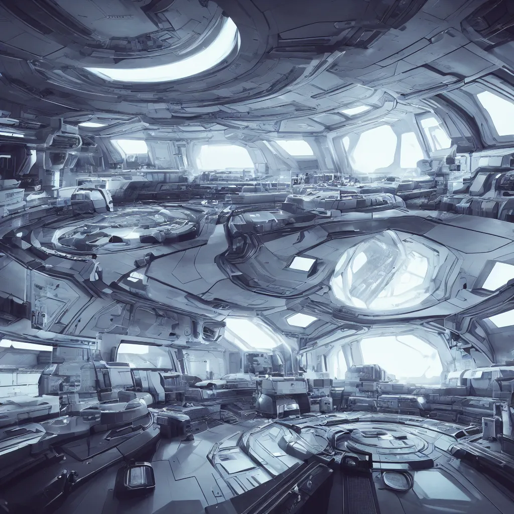 Image similar to interior of engineering section on a starship, star - field and planet in the background, engine room, digital art, highly detailed, sleek, white, trending on artstation, octane render sci - fi