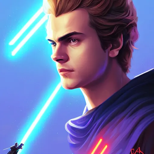 Prompt: anakin skywalker ( hayden christensen ) star wars attack of the clones, digital painting bioluminance alena aenami artworks in 4 k design by lois van baarle by sung choi by john kirby artgerm style pascal blanche and magali villeneuve