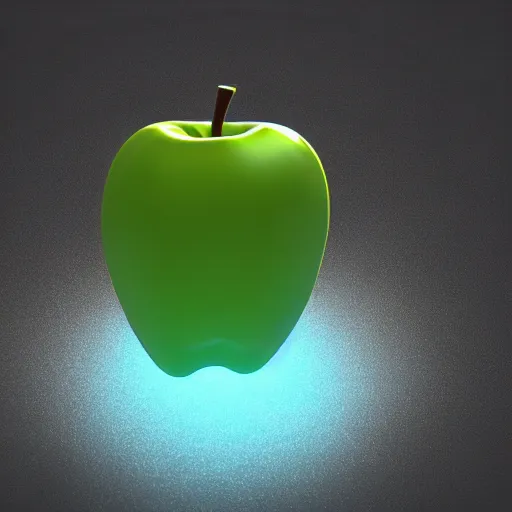 Prompt: 3 d render of an apple made out of glass held by a robot