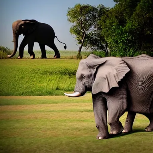 Prompt: a giant cat chasing an elephant, detailed, ralistic award winning photo.