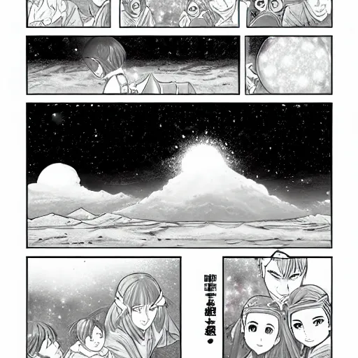 Prompt: the process of creating the universe, manga - style page