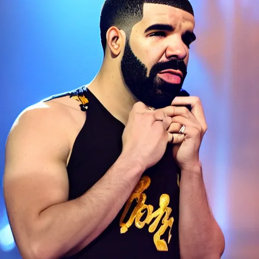Prompt: drake looking very sad and crying