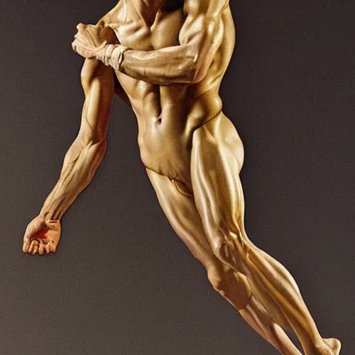 Image similar to a portrait beautiful athletic male holographic marble manequin, painted by michelangelo