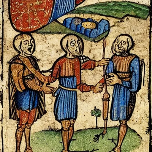 Image similar to land fish with four legs. medieval picture