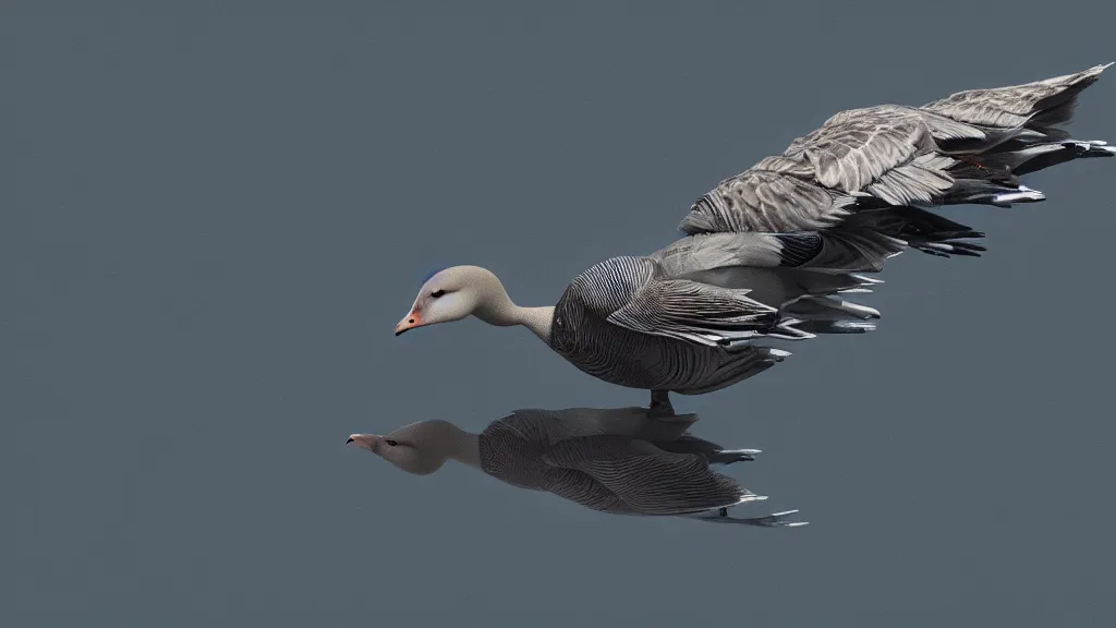 Image similar to cyberpunk greylag goose floating in space, 8k, cinematic, epic, ultra detailed, award winning, trending on artstationHD, dramatic