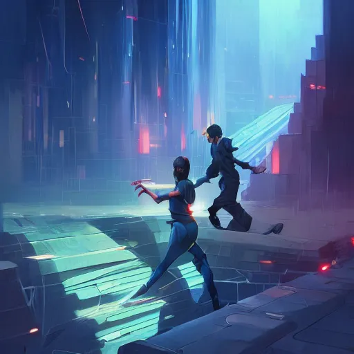 Image similar to hero world the matrix, behance hd by jesper ejsing, by rhads, makoto shinkai and lois van baarle, ilya kuvshinov, rossdraws global illumination