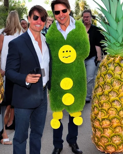 Prompt: tom cruise wearing a pineapple costume