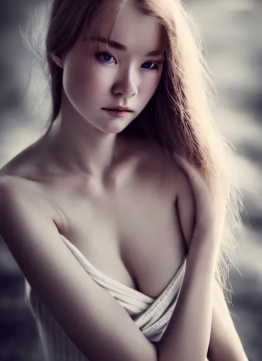 Prompt: a gorgeous norwegian female photo, professionally retouched, soft lighting, realistic, smooth face, full body shot, torso, dress, perfect eyes, sharp focus on eyes, 8 k, high definition, insanely detailed, intricate, elegant, art by jason chan