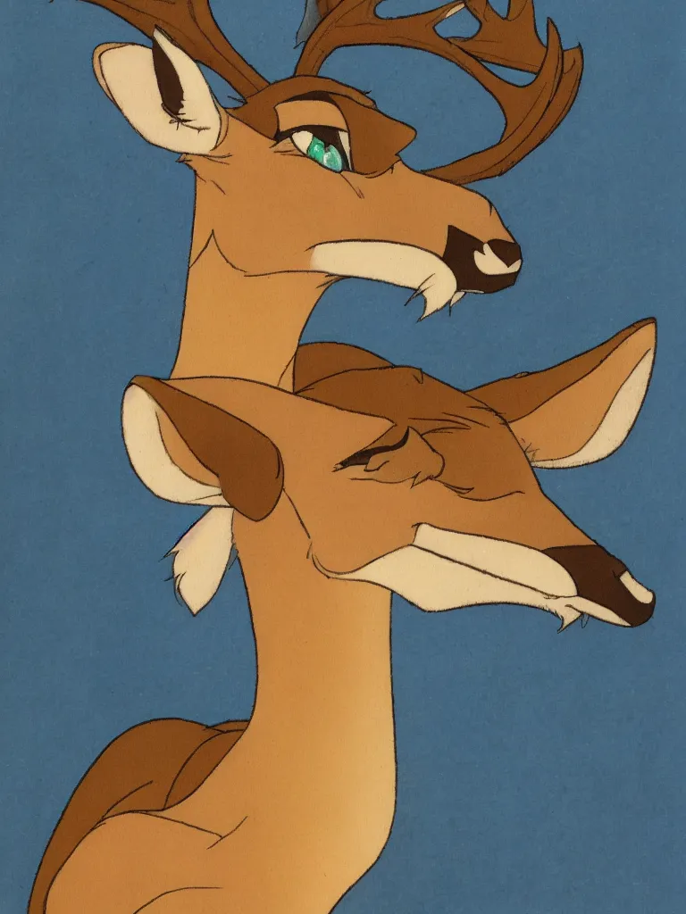 Image similar to a portrait of a male deer in suit, by Don Bluth