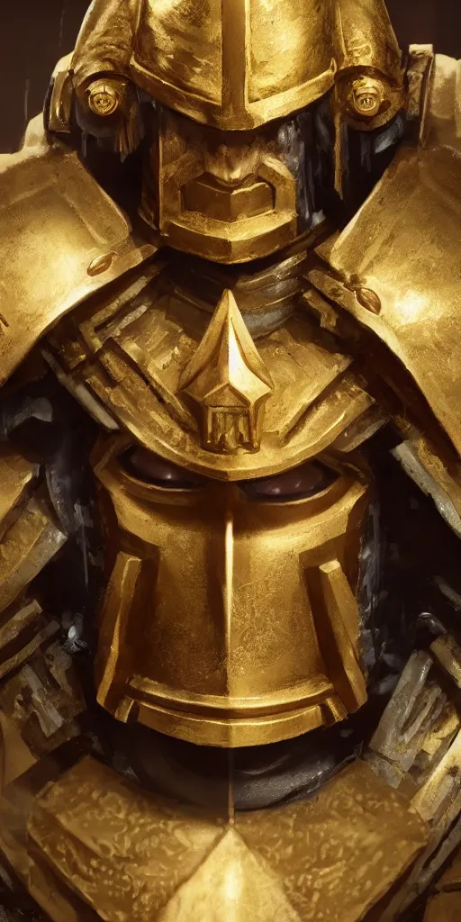 Image similar to warhammer 40k, ceremonial portrait of Emperor of Mankind, handsome man in gold armor, without helmet, beautiful face, long blonde hair, digital art, illustration, fine details, cinematic, highly detailed, octane render