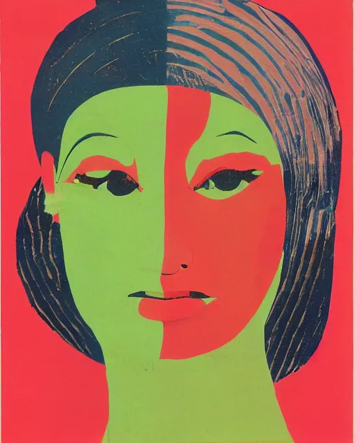 Image similar to collage, cut and paste, 1 9 6 0 s, 1 9 9 0 s, color block, photoshop, brush strokes, primary colors, textures and patterns, a woman's face