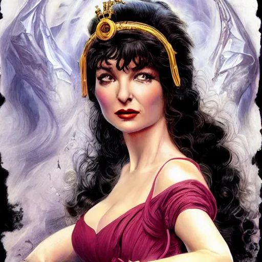 Prompt: kate bush as a princess of saturn, intricate, elegant, highly detailed, digital painting, trending on artstation, concept art, smooth, sharp focus, illustration, art by frank frazetta, william mortensen, arny freytag