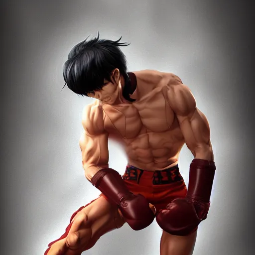 portrait of anime baki the grappler in shorts, pen and, Stable Diffusion