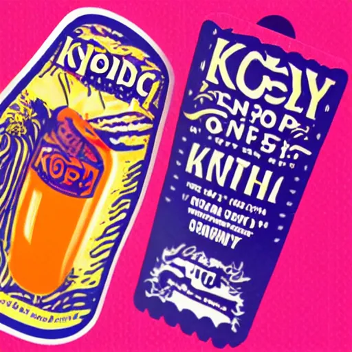 Prompt: trippy kombucha bottle label sticker