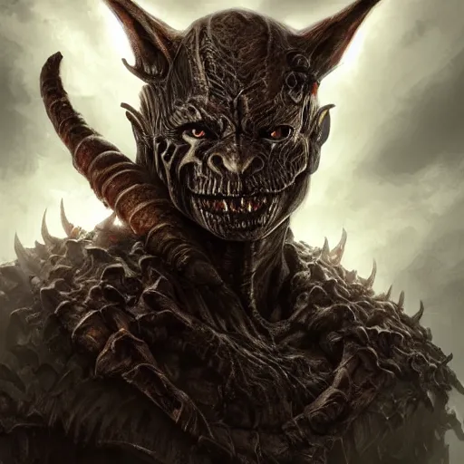 Prompt: a terrifying goblin warrior, photo, professionally retouched, dramatic lighting, wearing bone armor, illuminated by moonlight, realistic, scared face, demonic, predator eyes, wide angle, sharp focus on eyes, 8 k high definition, insanely detailed, intricate, elegant, art by artgerm and wlop