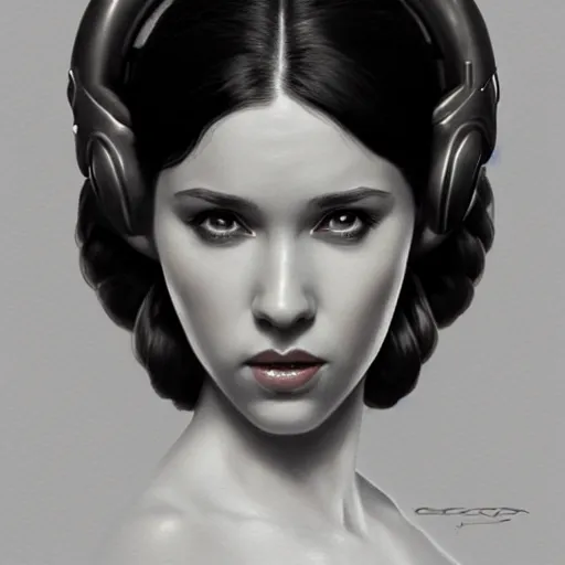 Image similar to ultra realistic illustration, scarlett estevez as princess leia, intricate, elegant, highly detailed, digital painting, artstation, concept art, smooth, sharp focus, illustration, art by artgerm and greg rutkowski and alphonse mucha