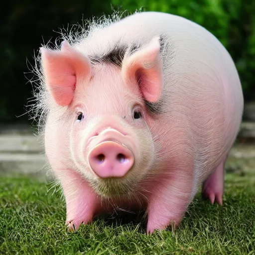 Image similar to cute pig with lion fur