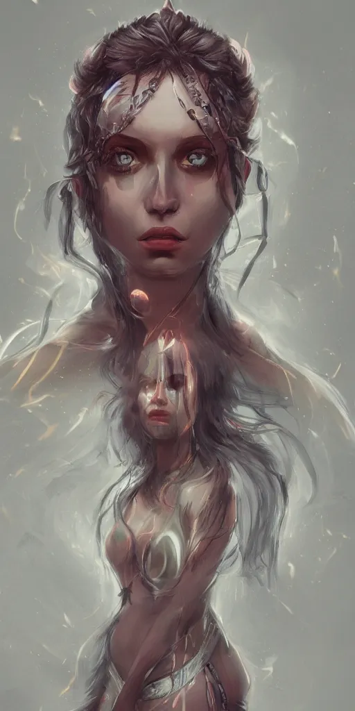 Image similar to cinematic portrait of a girl goddess of endless transgression of life and death in paradise, concept art trending on artstation, glowing light 8 k