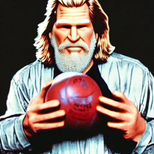 Image similar to The Dude Jeff Bridges holding bowling ball Funko Pop