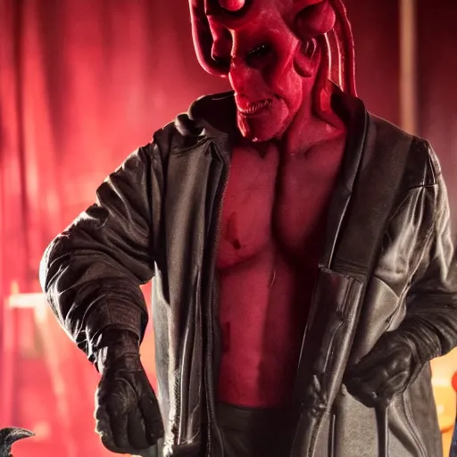 Image similar to twizzlers!!!! hellboy, movie still, high detail